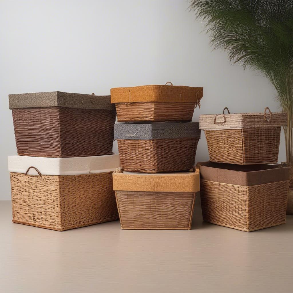 Variety of 12x12 wicker storage baskets