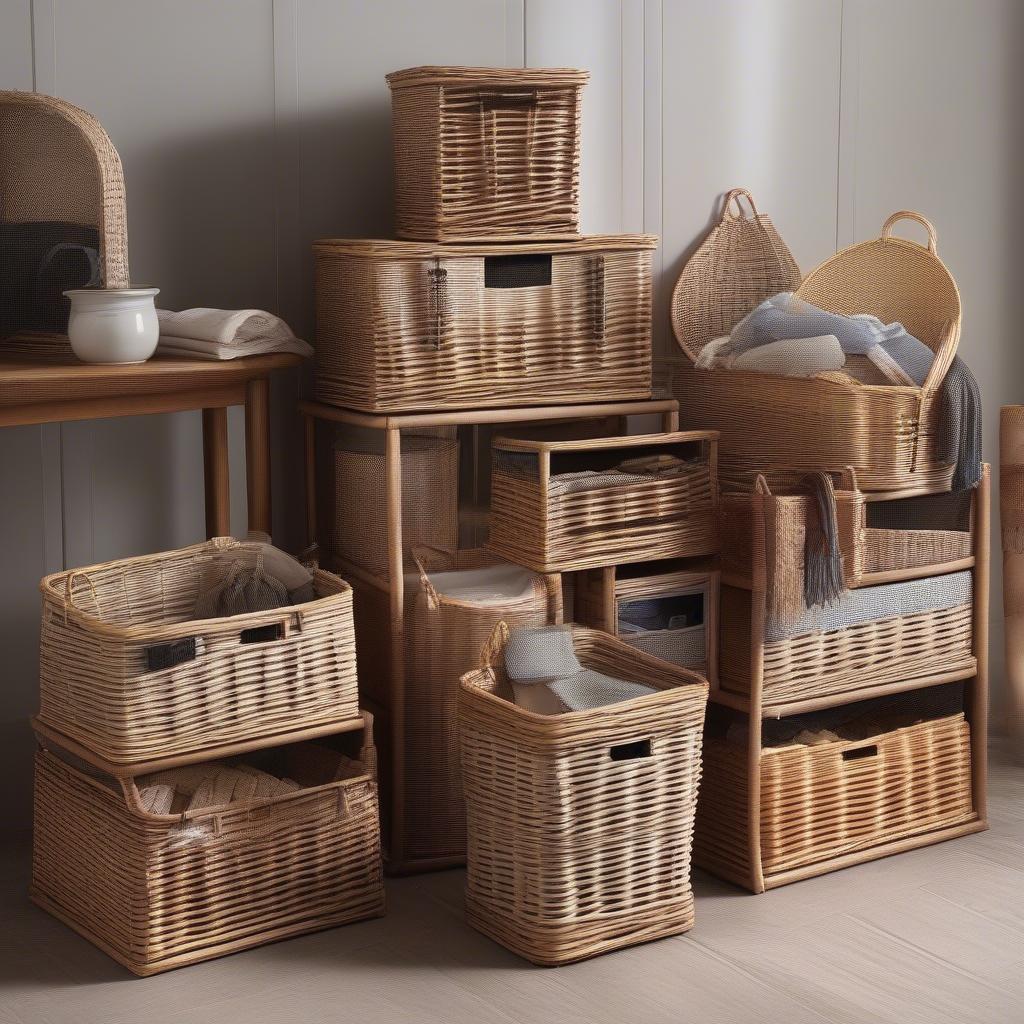 Variety of 2 Drawer Wicker Storage Baskets