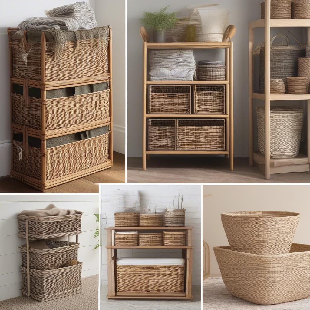 Variety of 3 Tier Wicker Basket Storage Styles