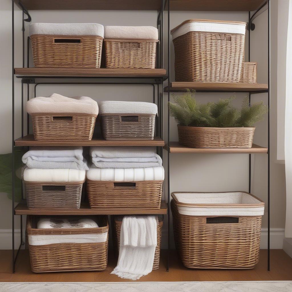 Organizing with 3 Tiered Wicker Baskets