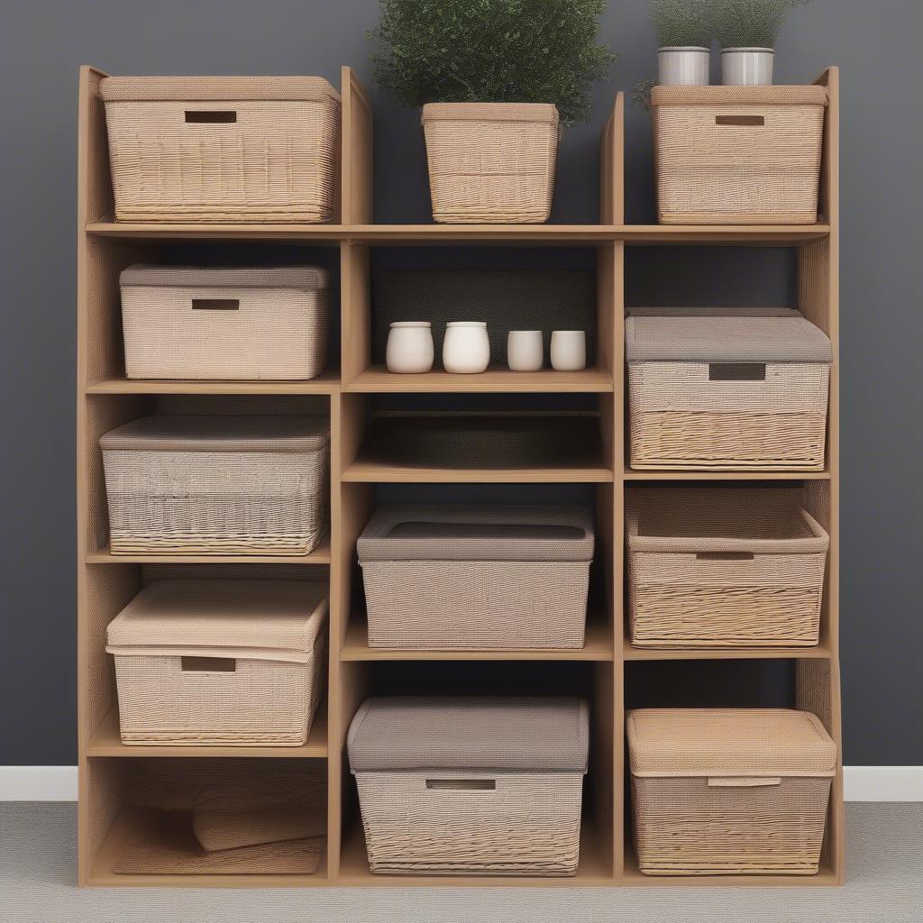 Different Sizes of 3 Wicker Basket Storage Units