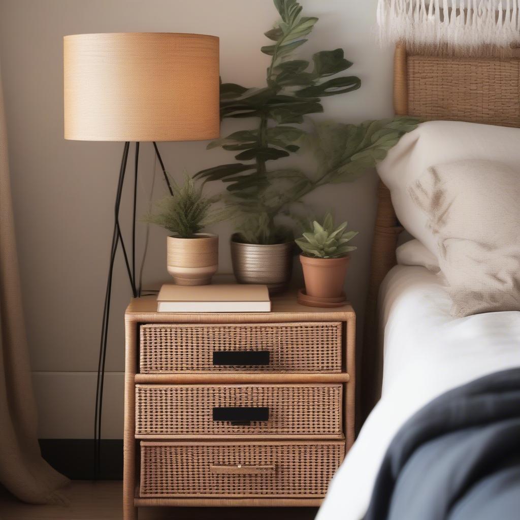 4 Drawer Wicker Chest as Nightstand