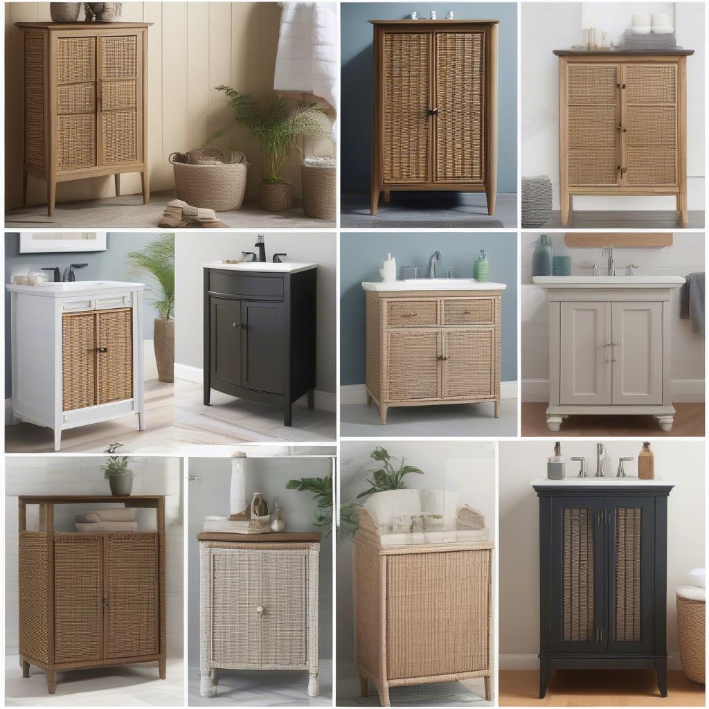 4D Concepts Windsor Wicker Cabinet in Different Bathroom Styles