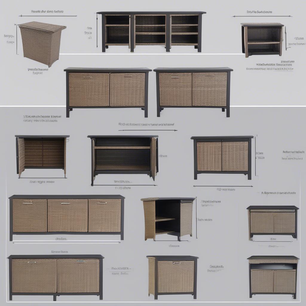 Alfresco Home All-Weather Wicker Outdoor Sideboard Dimensions