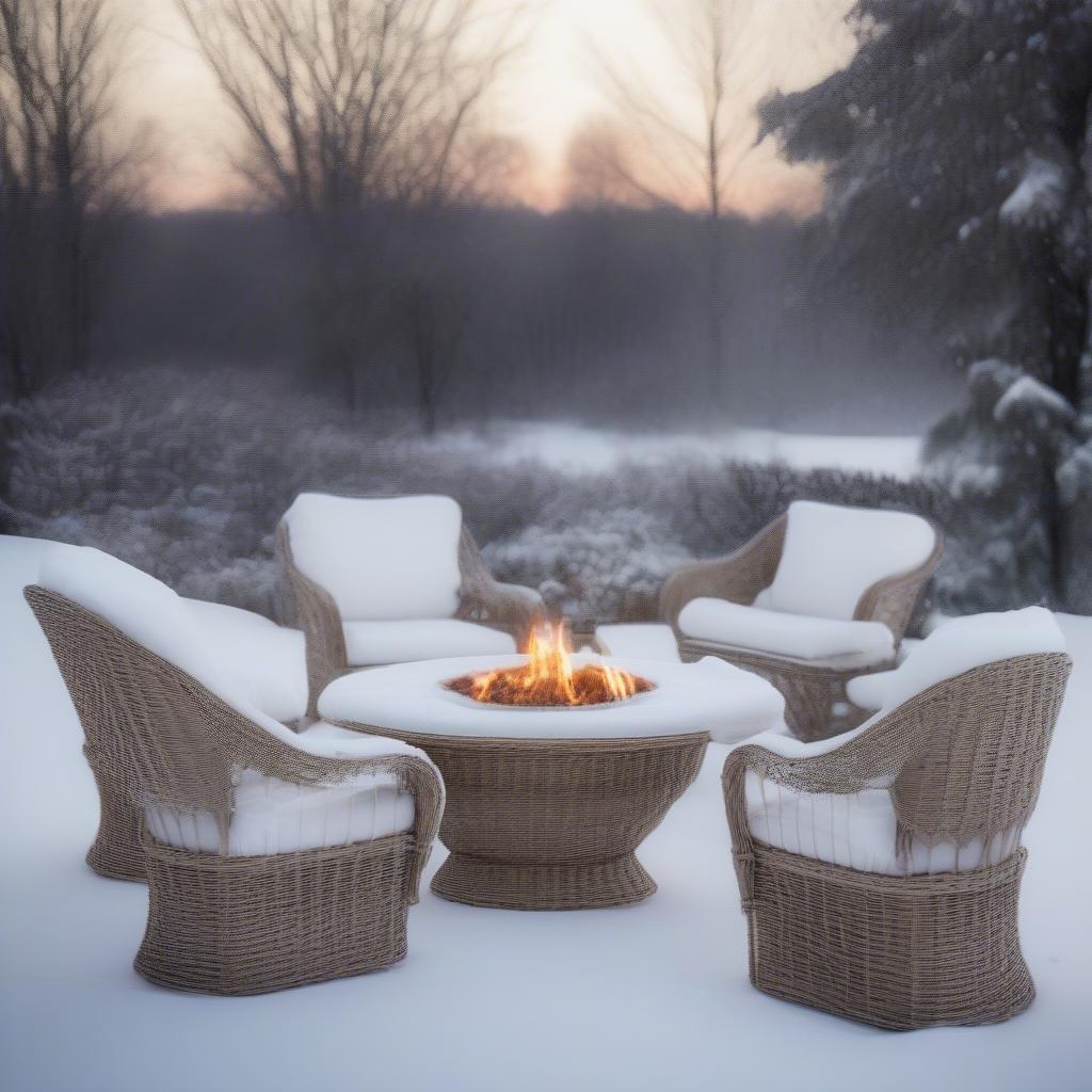 All-Weather Wicker Furniture in Snowy Conditions