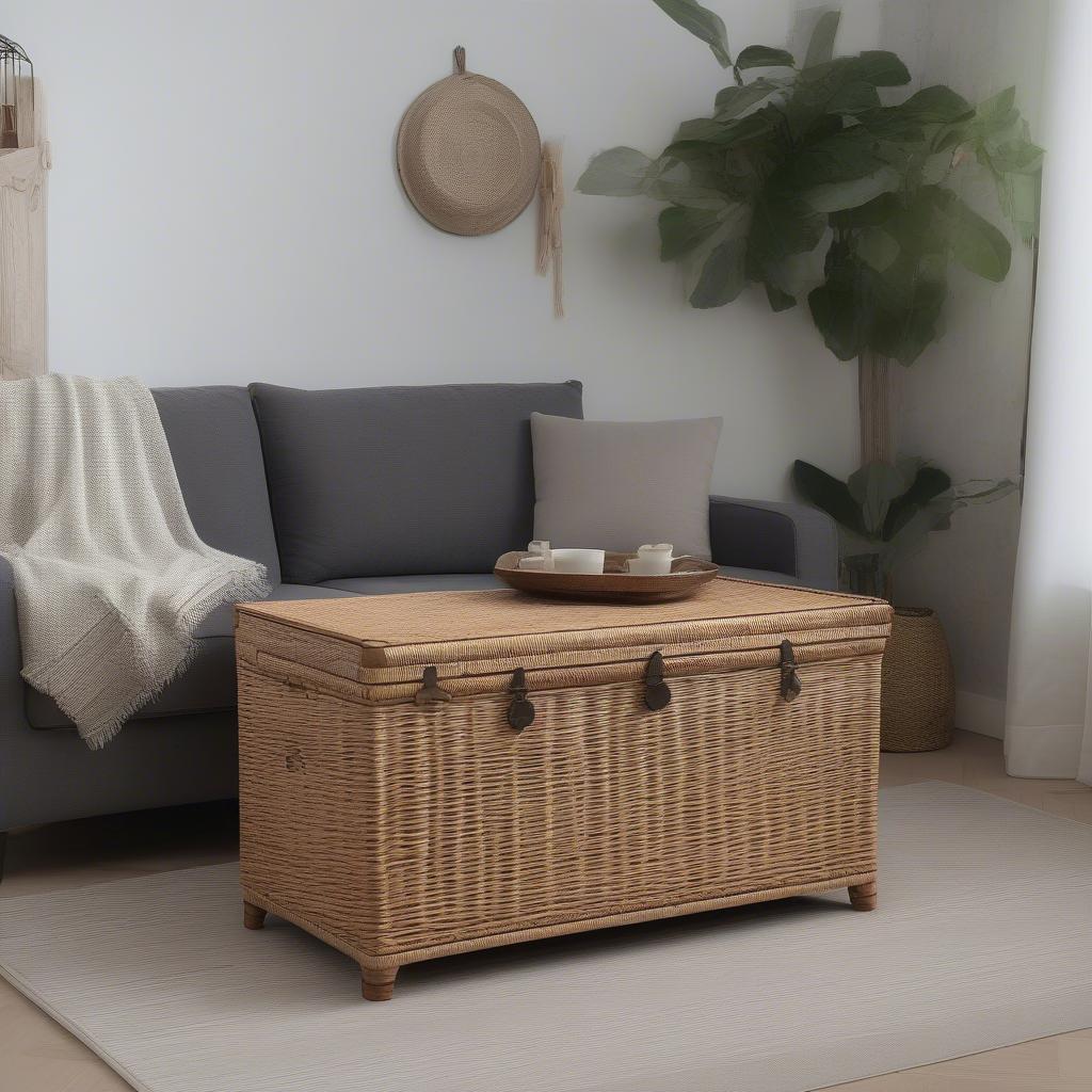 Ammann wicker storage trunk in a living room setting