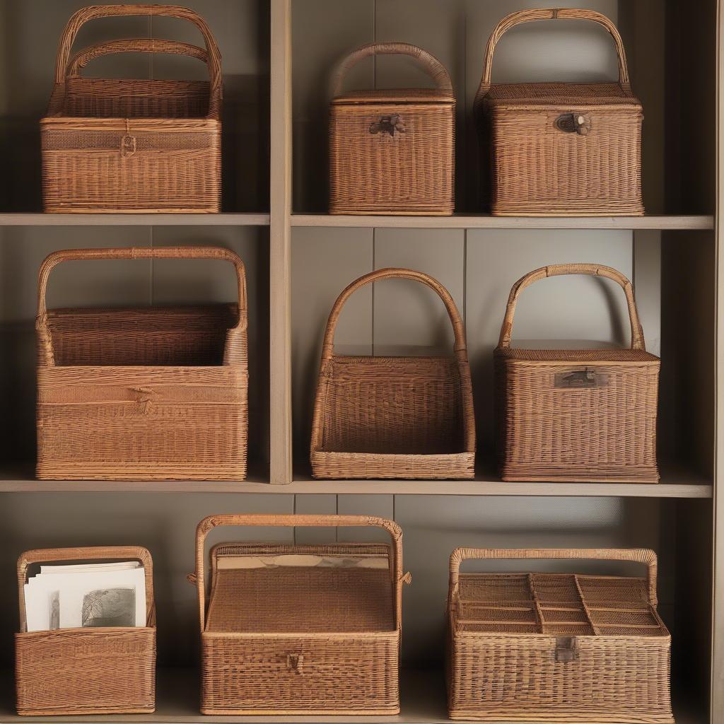 Various Styles of Antique Wicker Magazine Holders