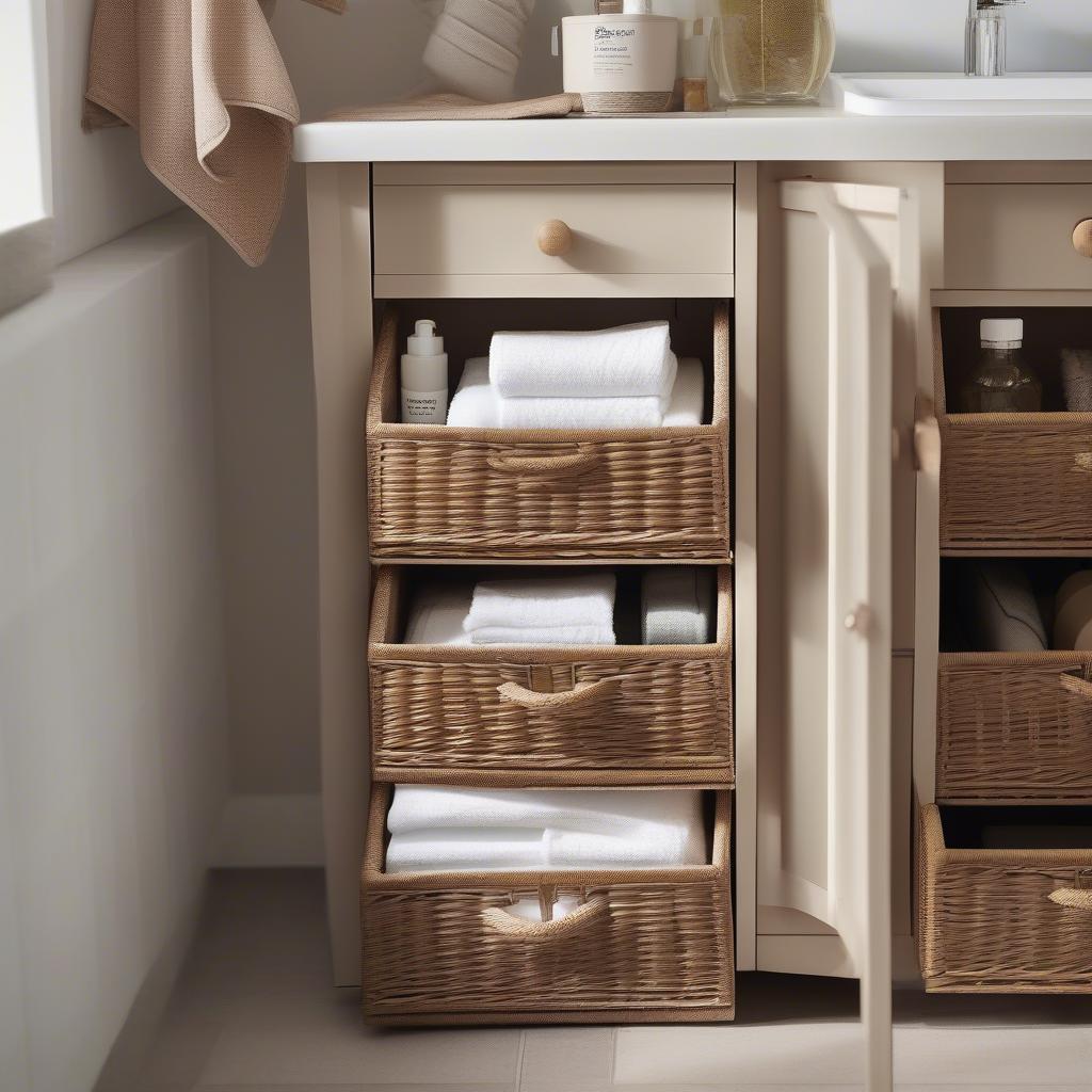 Argos Wicker Storage Drawers in Bathroom