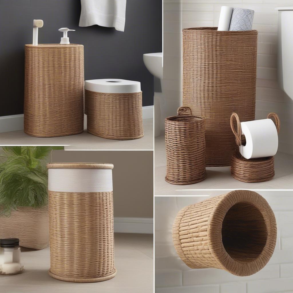 Different styles of Argos wicker toilet roll holders