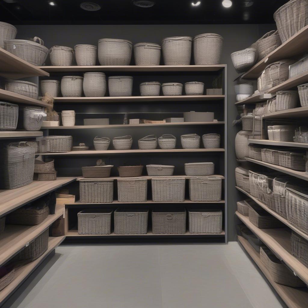 Grey Wicker Baskets in an Australian Homewares Store