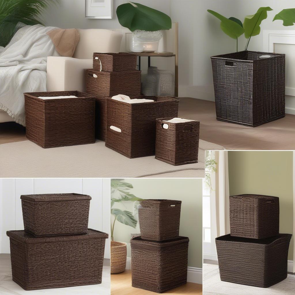 Banana Leaf Wicker Storage Bins in Various Sizes and Shapes