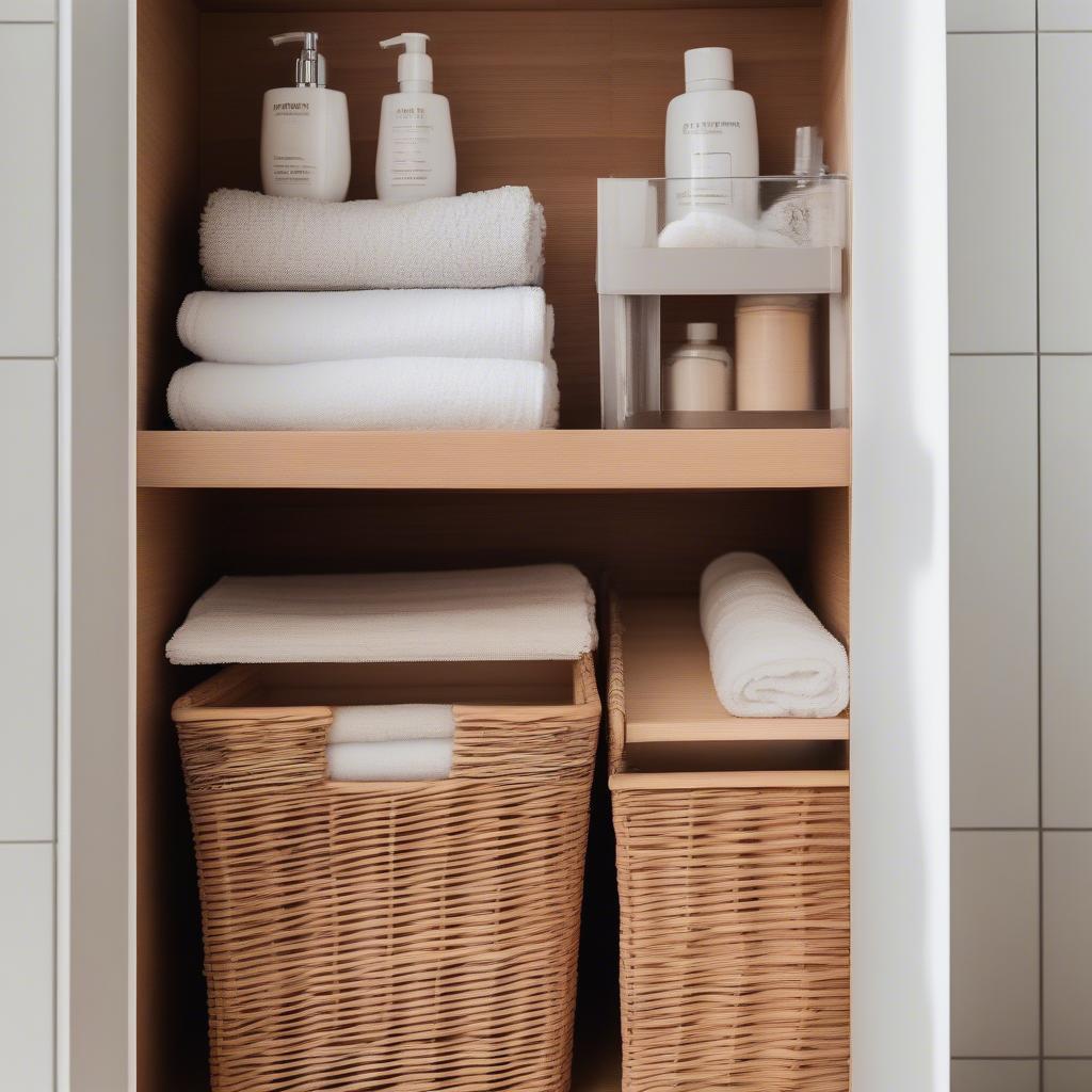 Bathroom Cabinet with Wicker Baskets Under 0