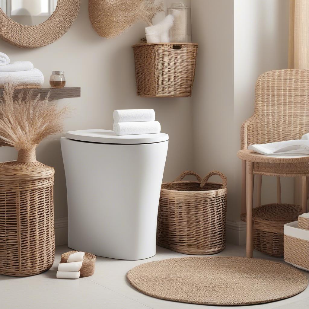 Bathroom Decor Ideas with Wicker Accessories