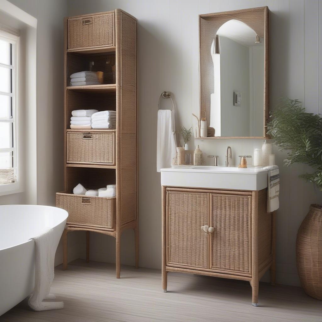 Different Styles of Bathroom Wicker Cabinets