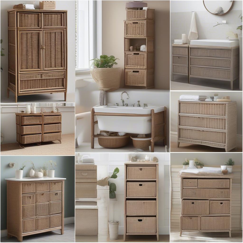 Different Styles of Bathroom Wicker Storage Drawers