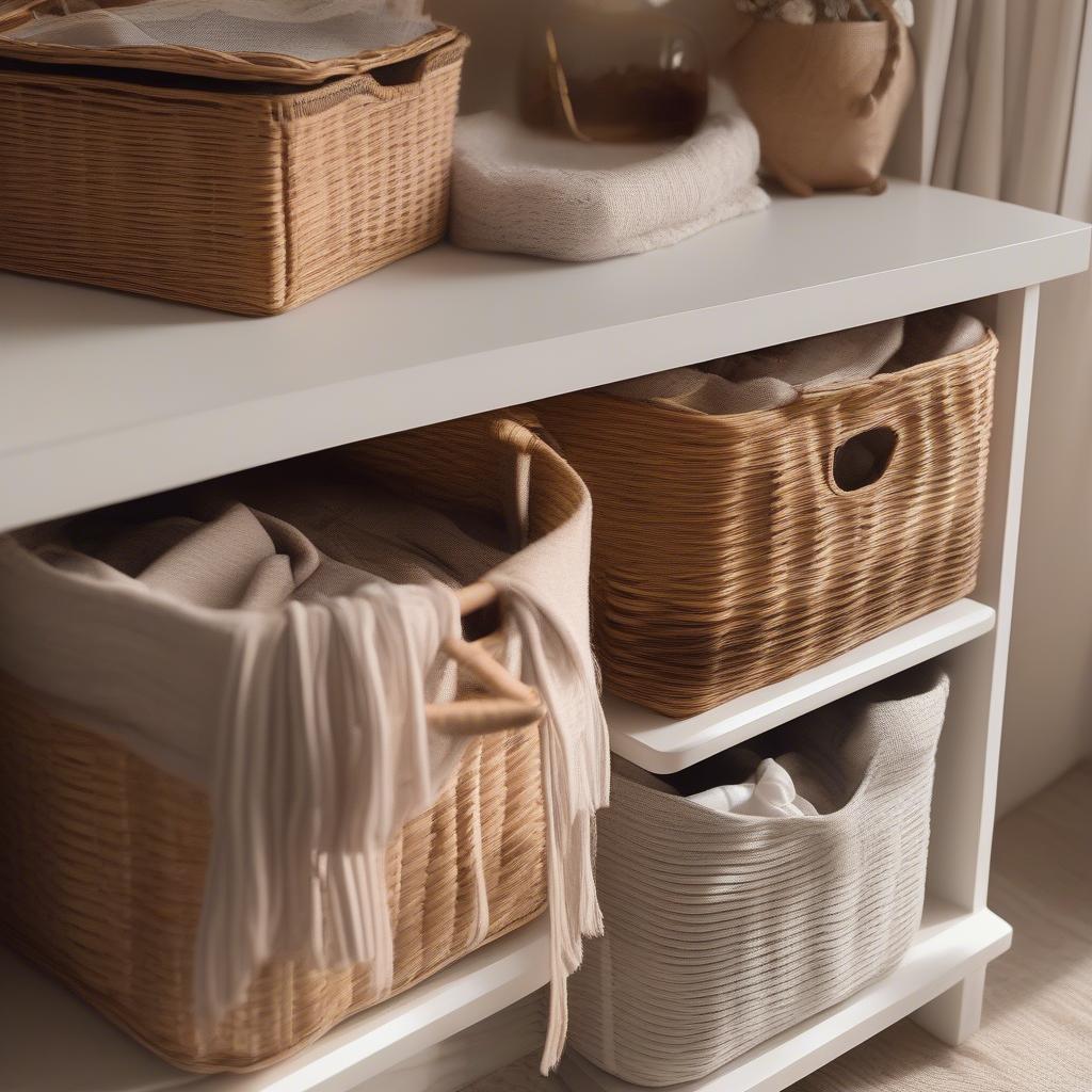 Bee & Coco Wicker Baskets Used for Bedroom Storage