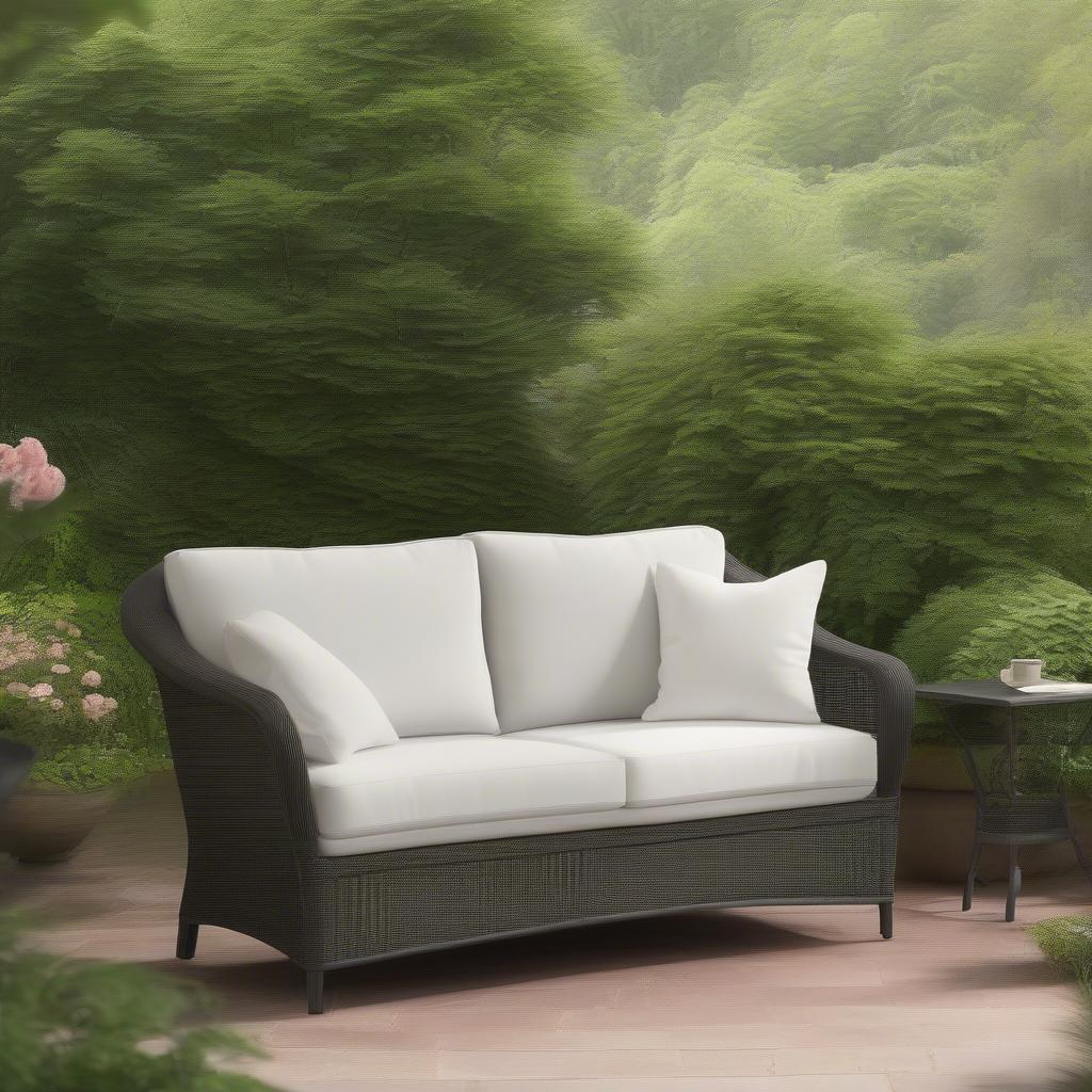 Berea Loveseat on a Patio with Greenery