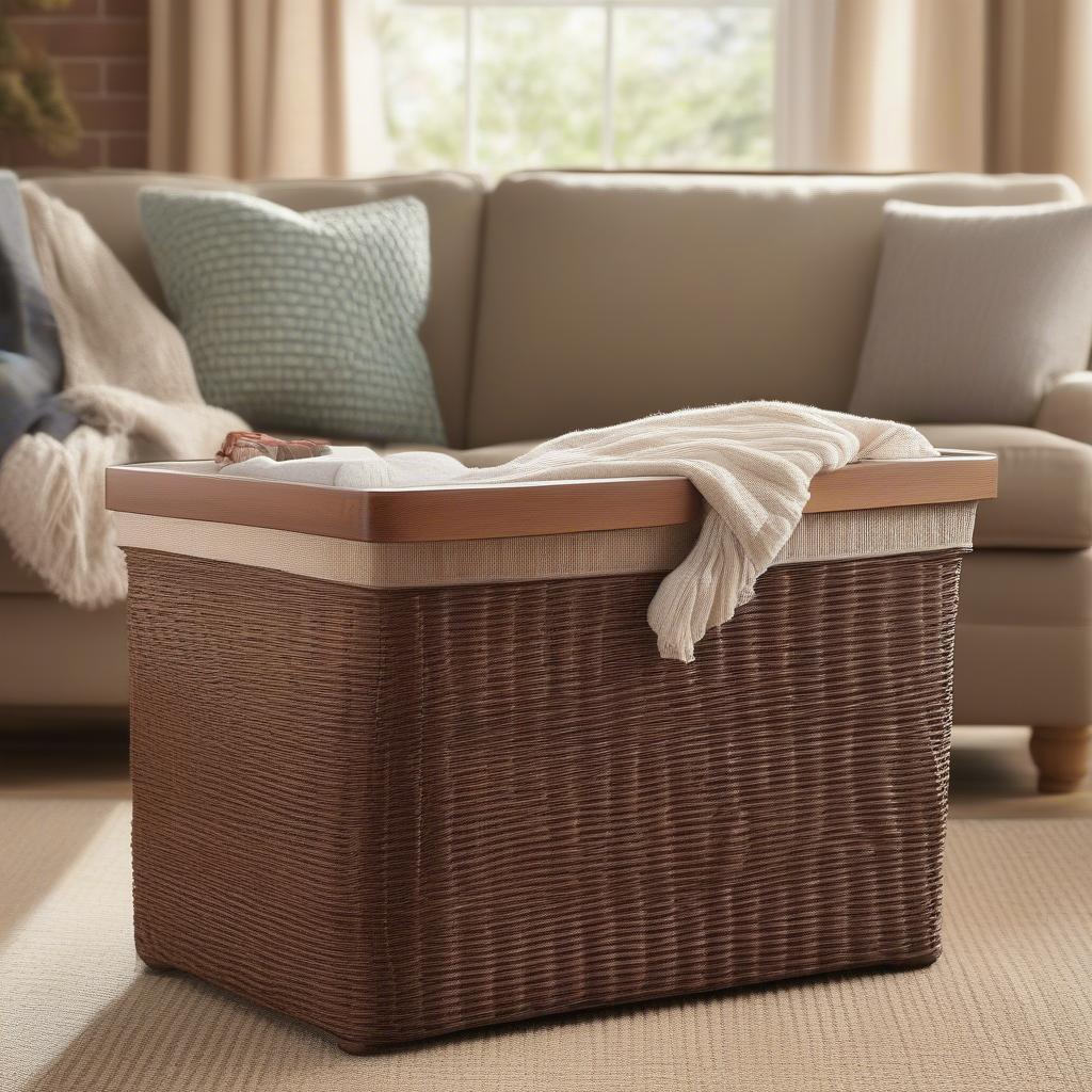 Better Homes & Gardens Wicker Storage Bin Brown in Living Room