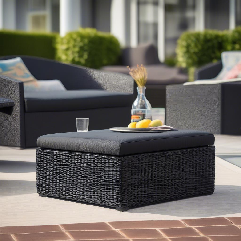 Black Wicker Patio Furniture Storage Ottoman: Stylish and Functional