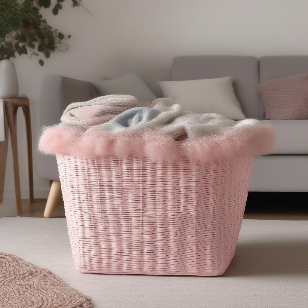 Blush Starplast Basket in a Living Room Setting