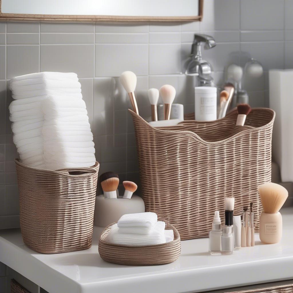 Boscovs Plastic Wicker Baskets in a Bathroom Setting