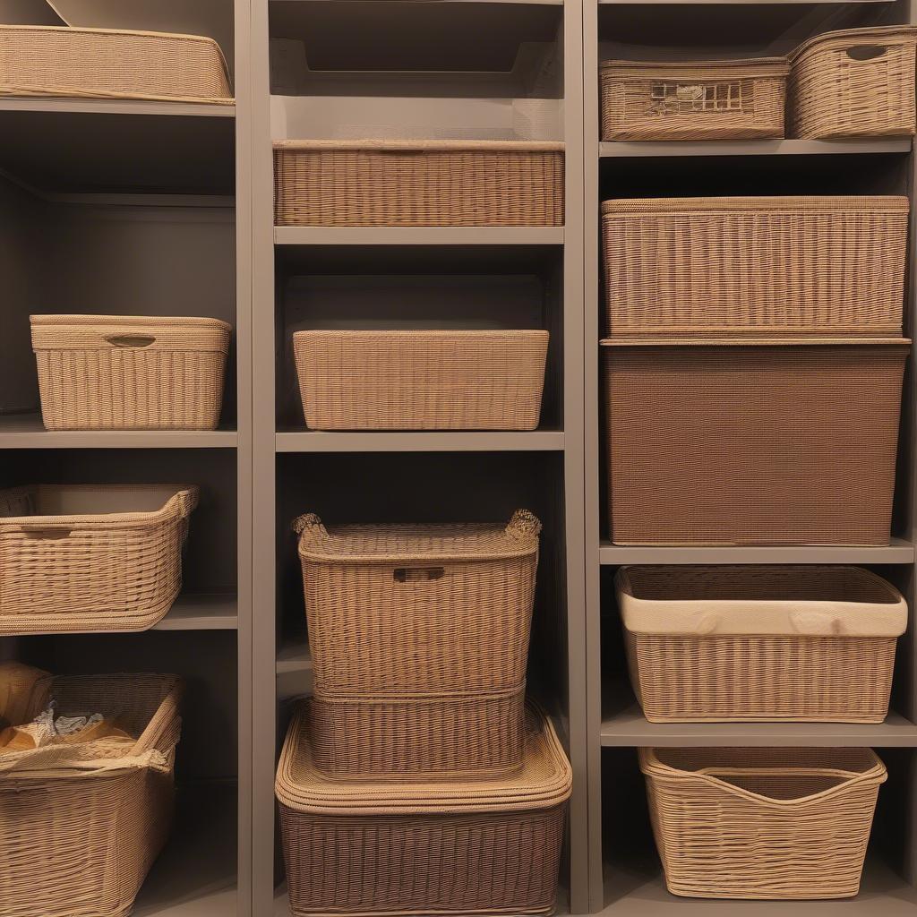 Boscovs Plastic Wicker Storage Baskets in Various Sizes and Styles