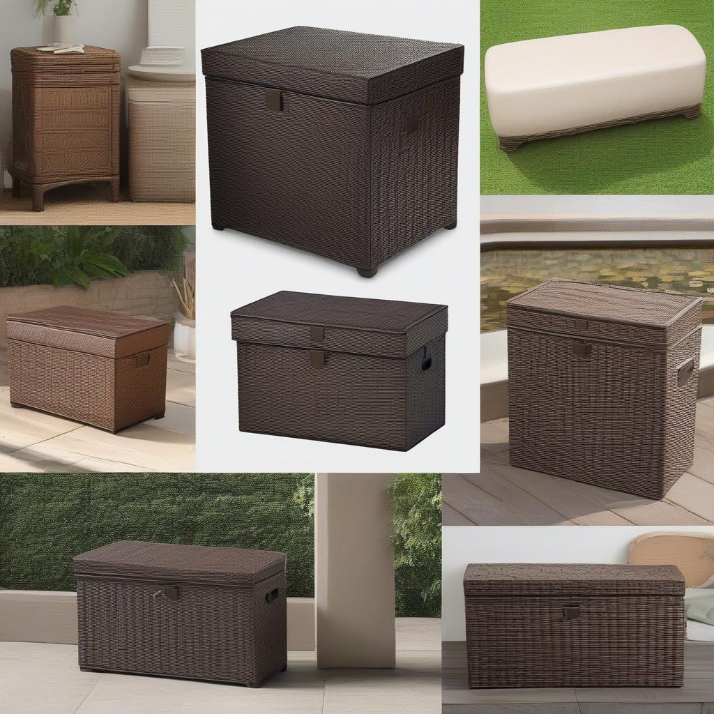 Different Styles of Brown Resin Wicker Storage Boxes