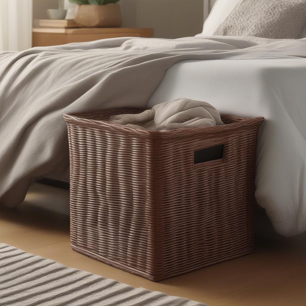 Brown Wicker Basket Bedroom Storage