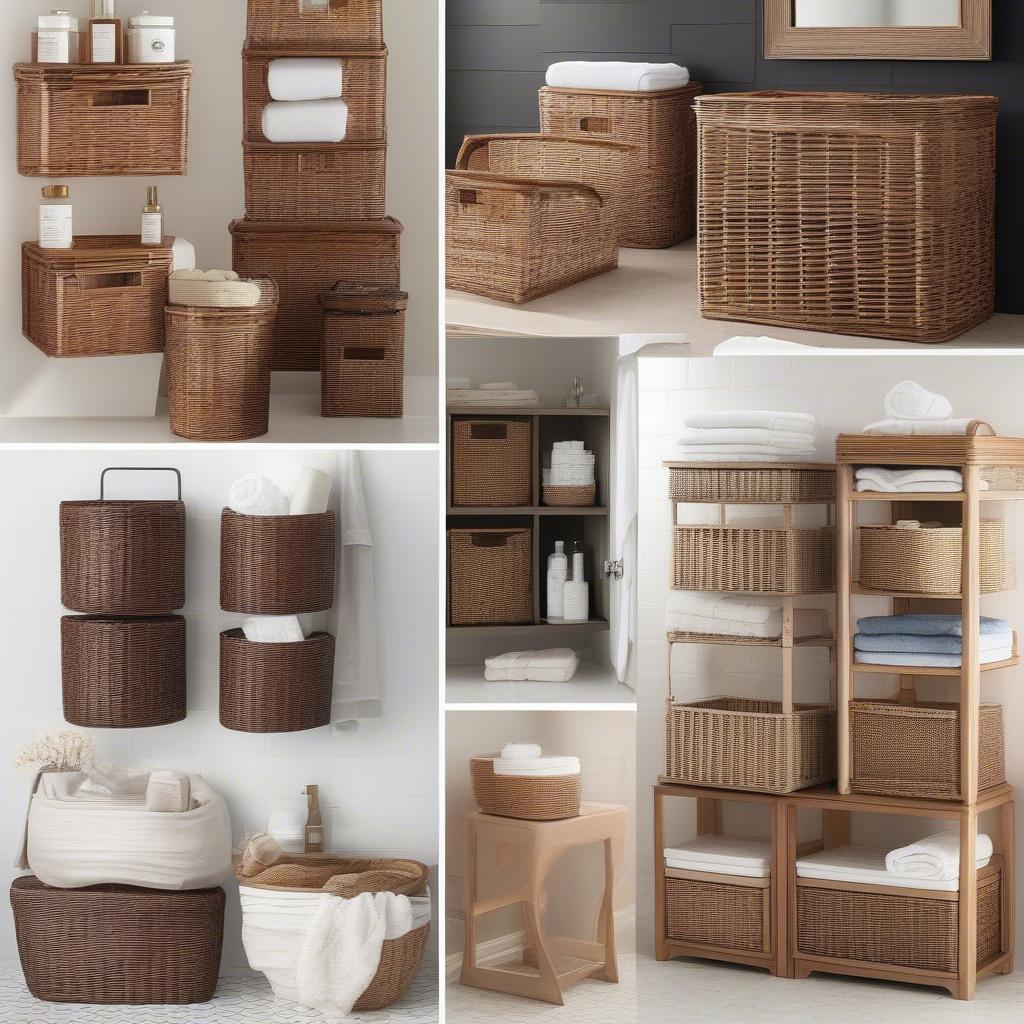 Brown Wicker Bathroom Storage Ideas