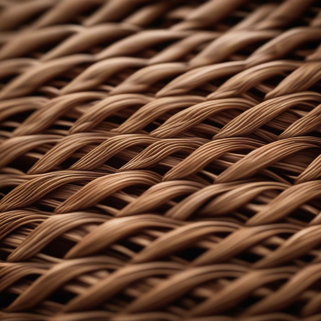 Close-up image showcasing the texture of a brown wicker placemat.