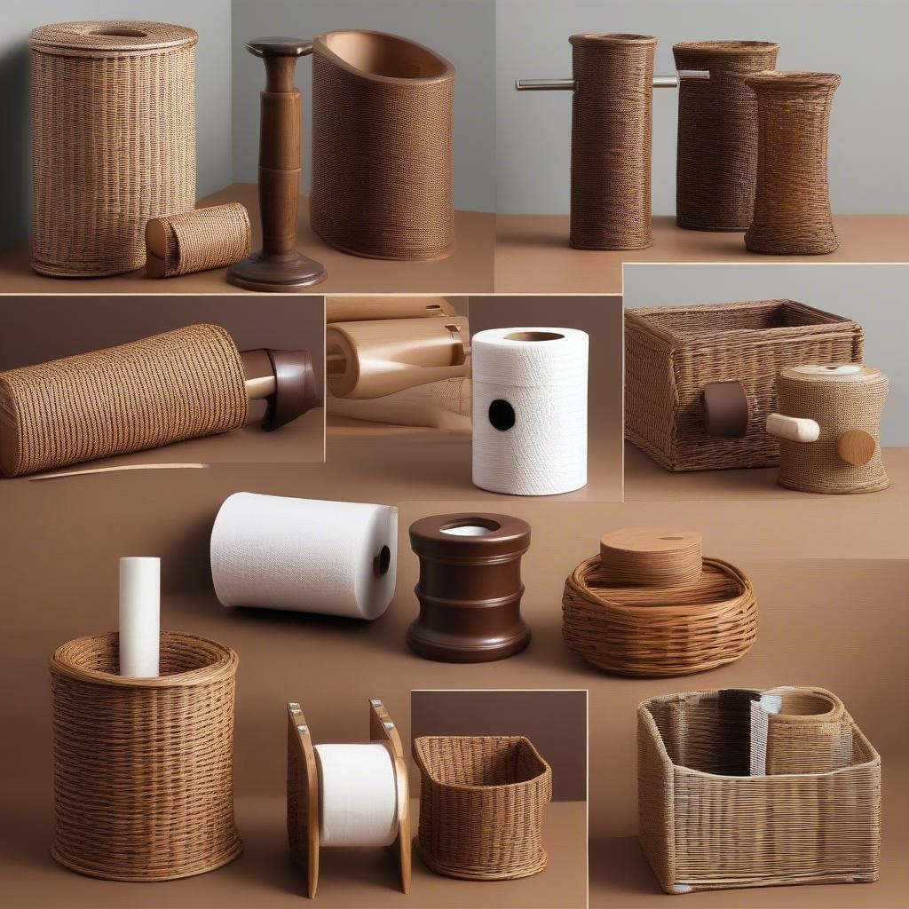 Different Styles of Brown Wicker Toilet Roll Holders