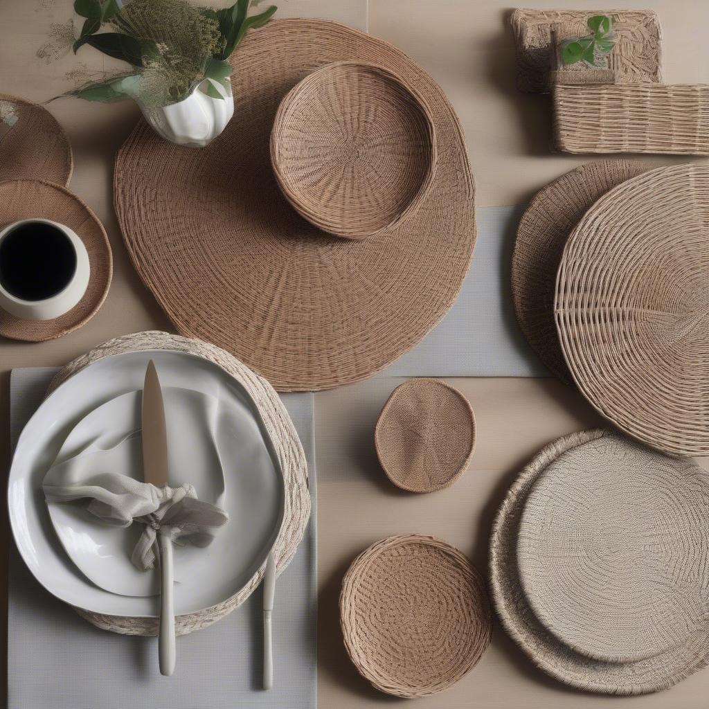 Bulk Wicker Placemats on a Dining Table