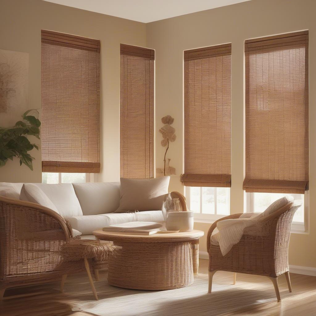 Cheap Wicker Blinds in a Living Room