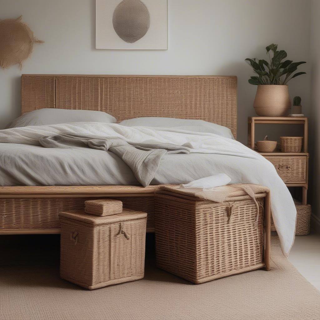 Cheap Wicker Drawer Storage in Bedroom