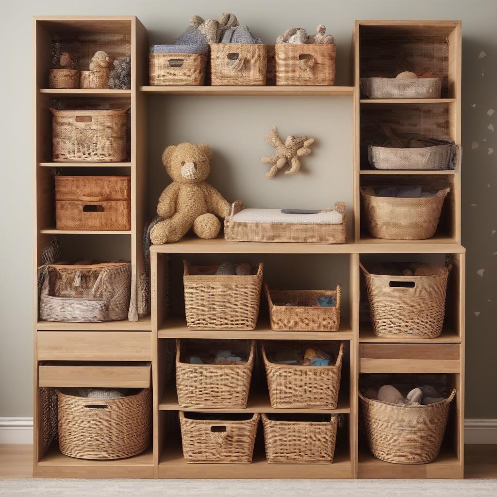 Children's wicker toy storage ideas for various playroom styles