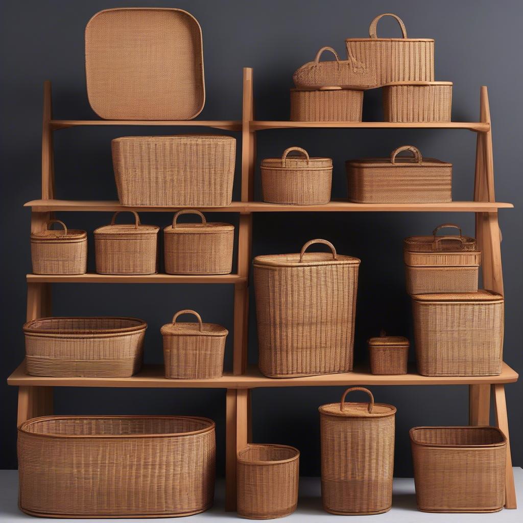 Different Sizes and Shapes of Chinese Wicker Baskets