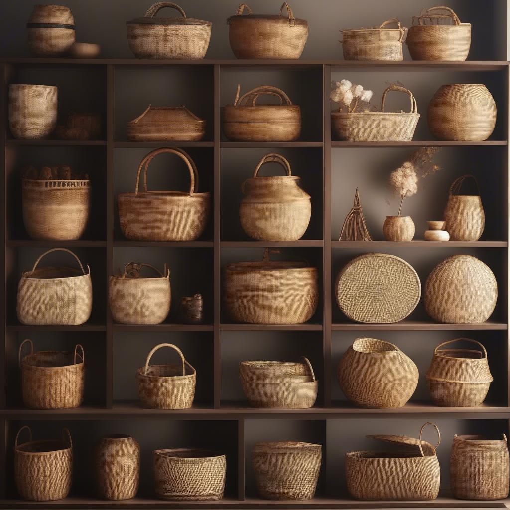 Variety of Chinese Wicker Storage Baskets