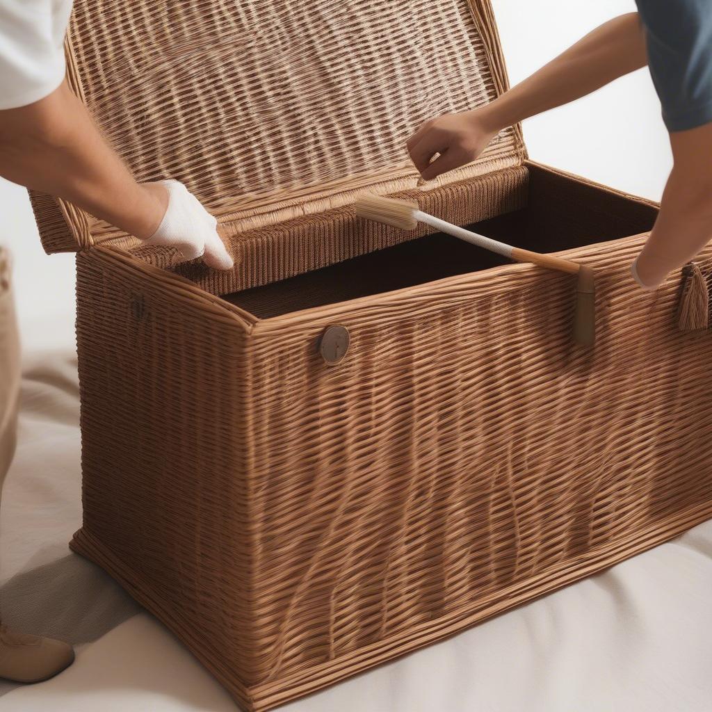 Cleaning a Lined Wicker Storage Trunk