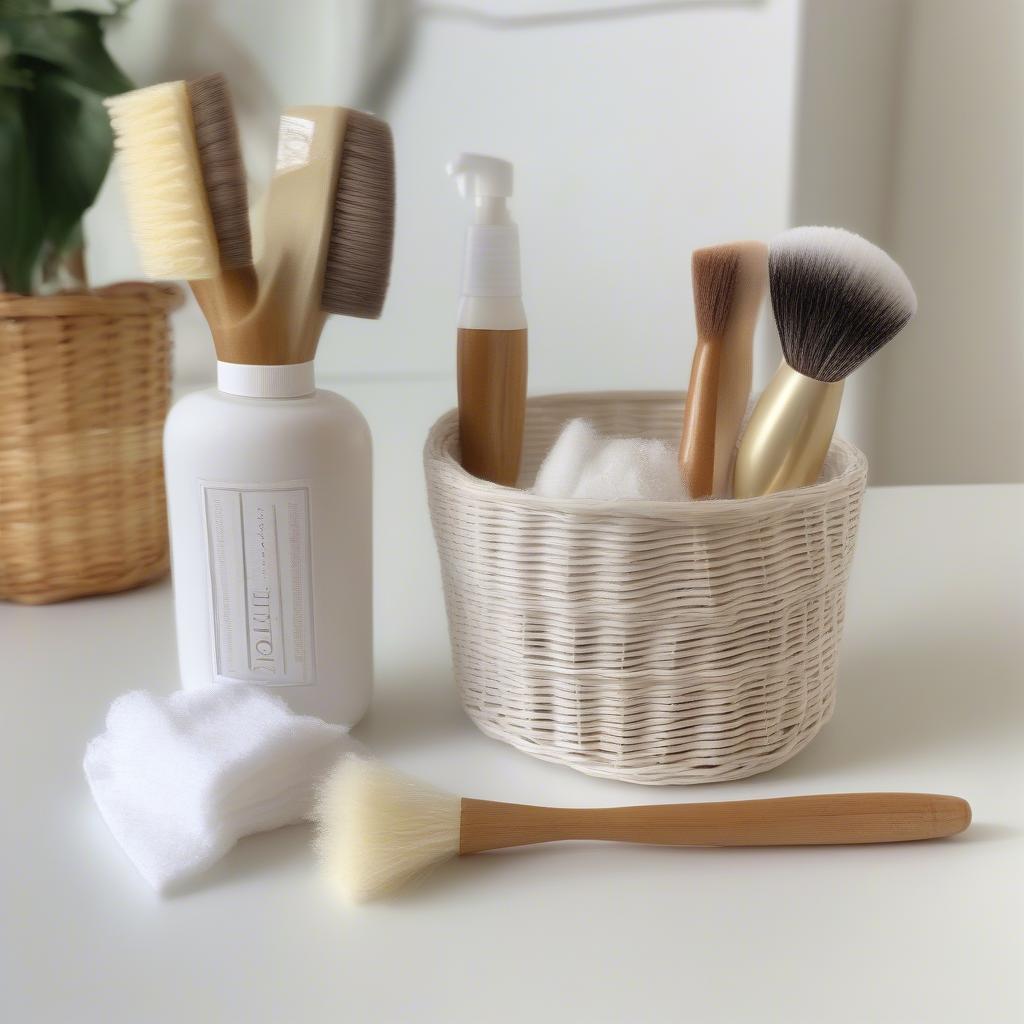 Cleaning a White Wicker Tissue Box Holder