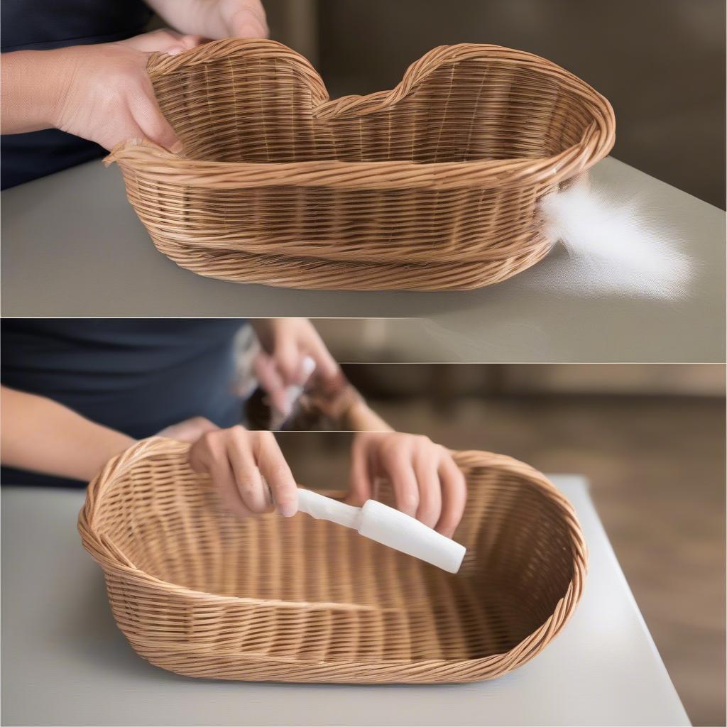 Cleaning a Texas Shaped Wicker Basket