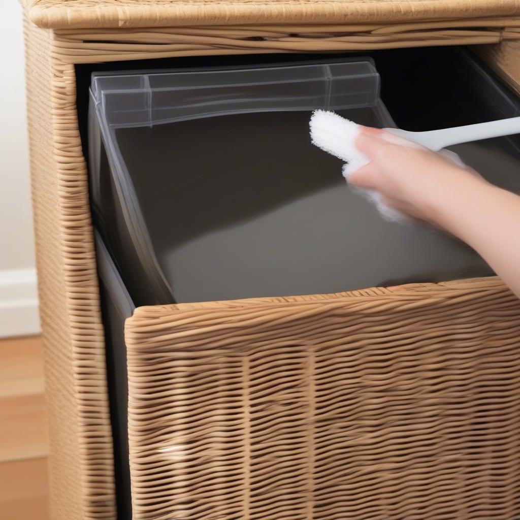 Cleaning and maintaining a wicker filing cabinet.