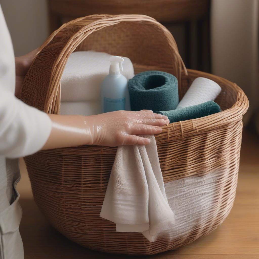 Cleaning a French Wicker Basket