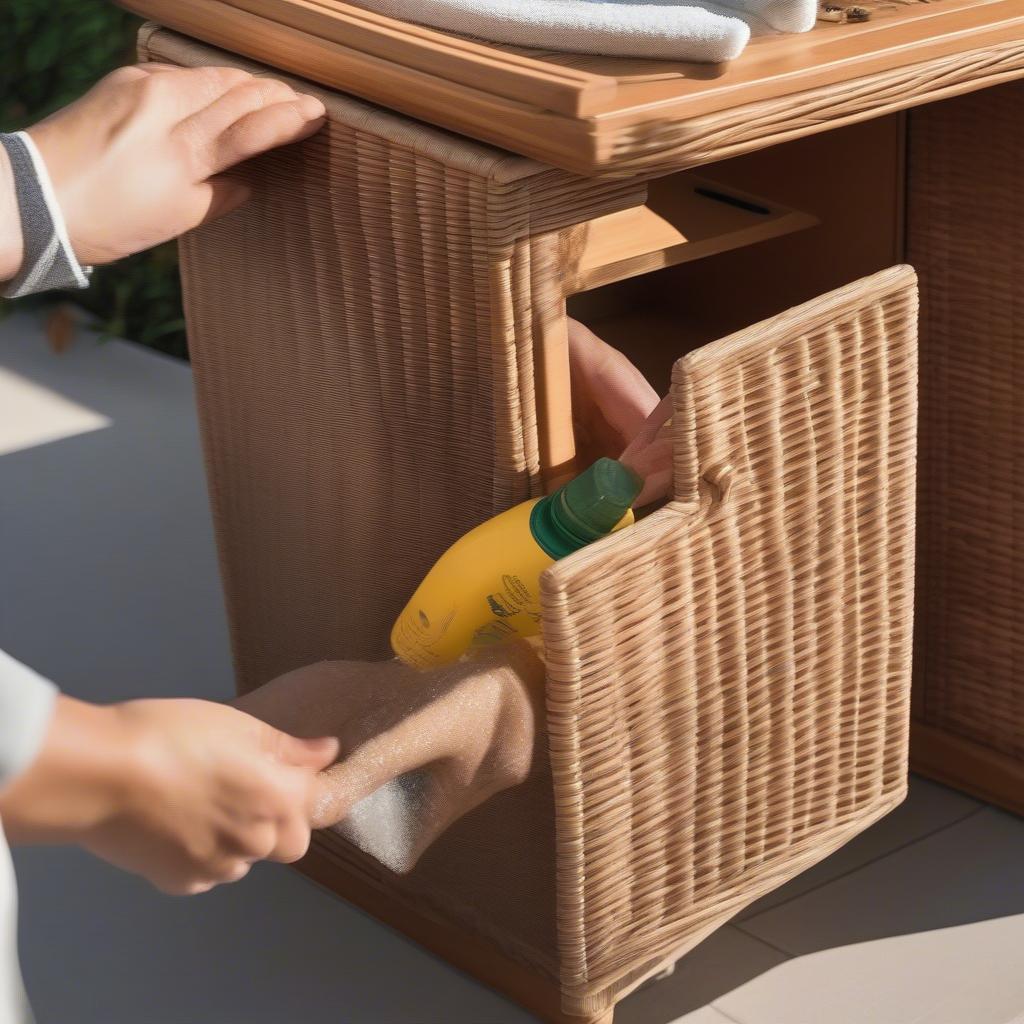 Cleaning a Mimosa Mandalay Wicker Outdoor Storage Cabinet