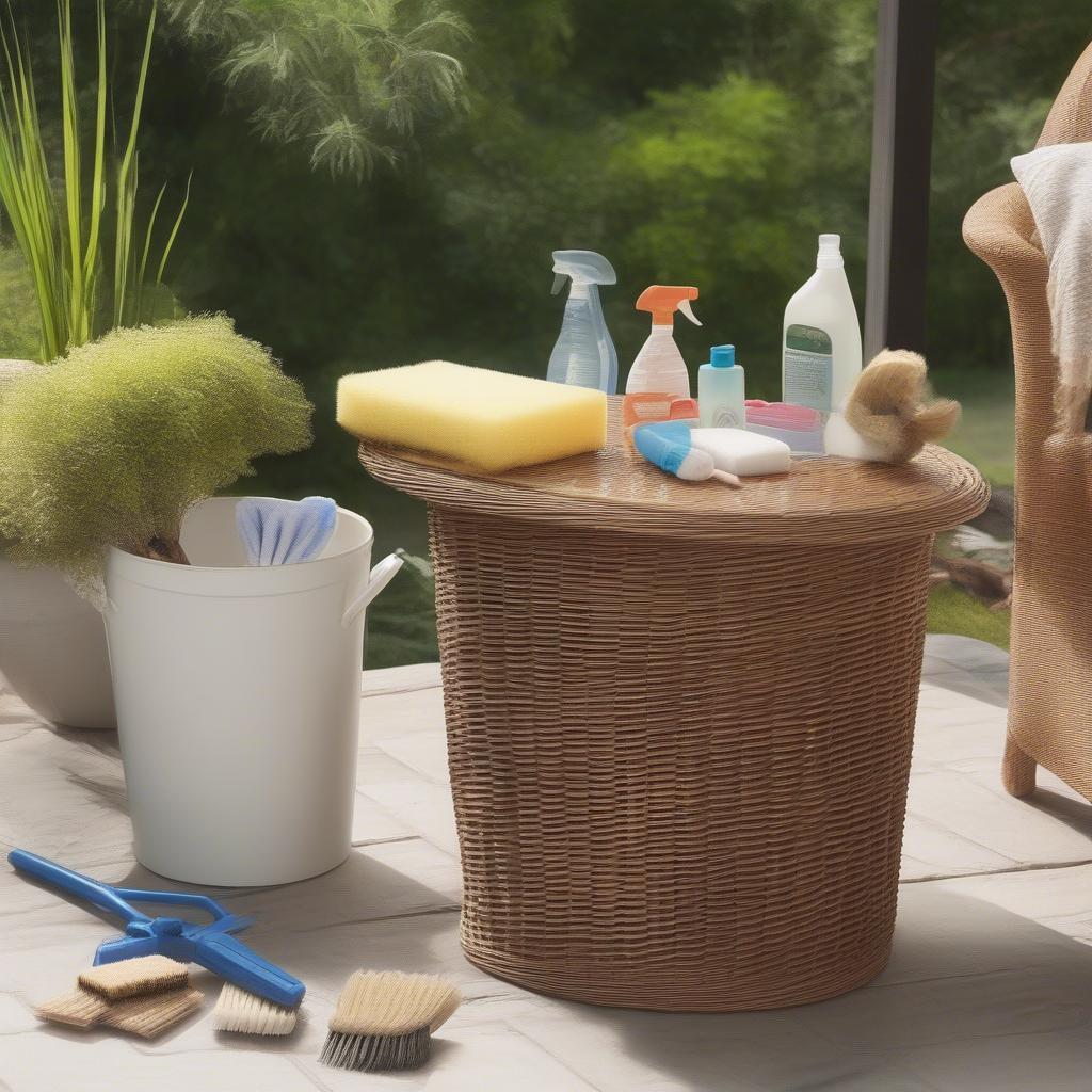 Cleaning an Outdoor Wicker Storage Table