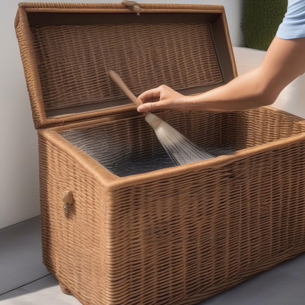 Cleaning an Outdoor Wicker Storage Trunk