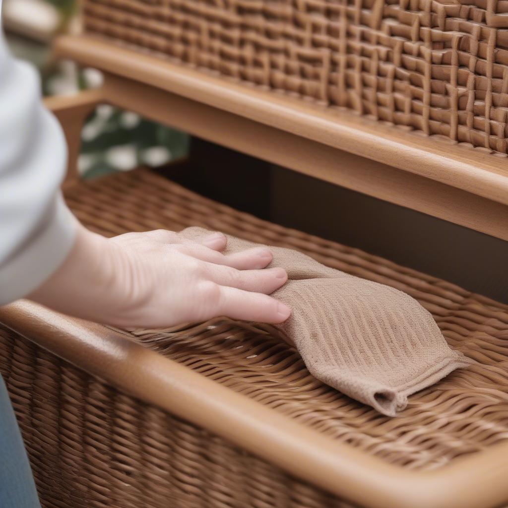 Easy cleaning of resin wicker shoe storage with a damp cloth