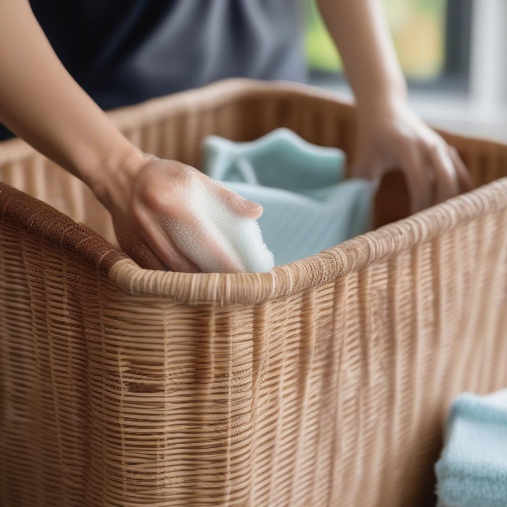 Cleaning a resin wicker storage tote