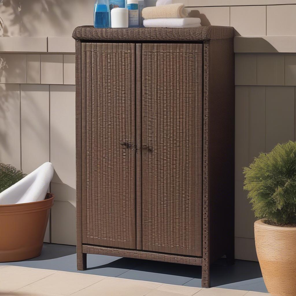 Cleaning a Rimax Traditional Brown Resin Wicker Utility Cabinet