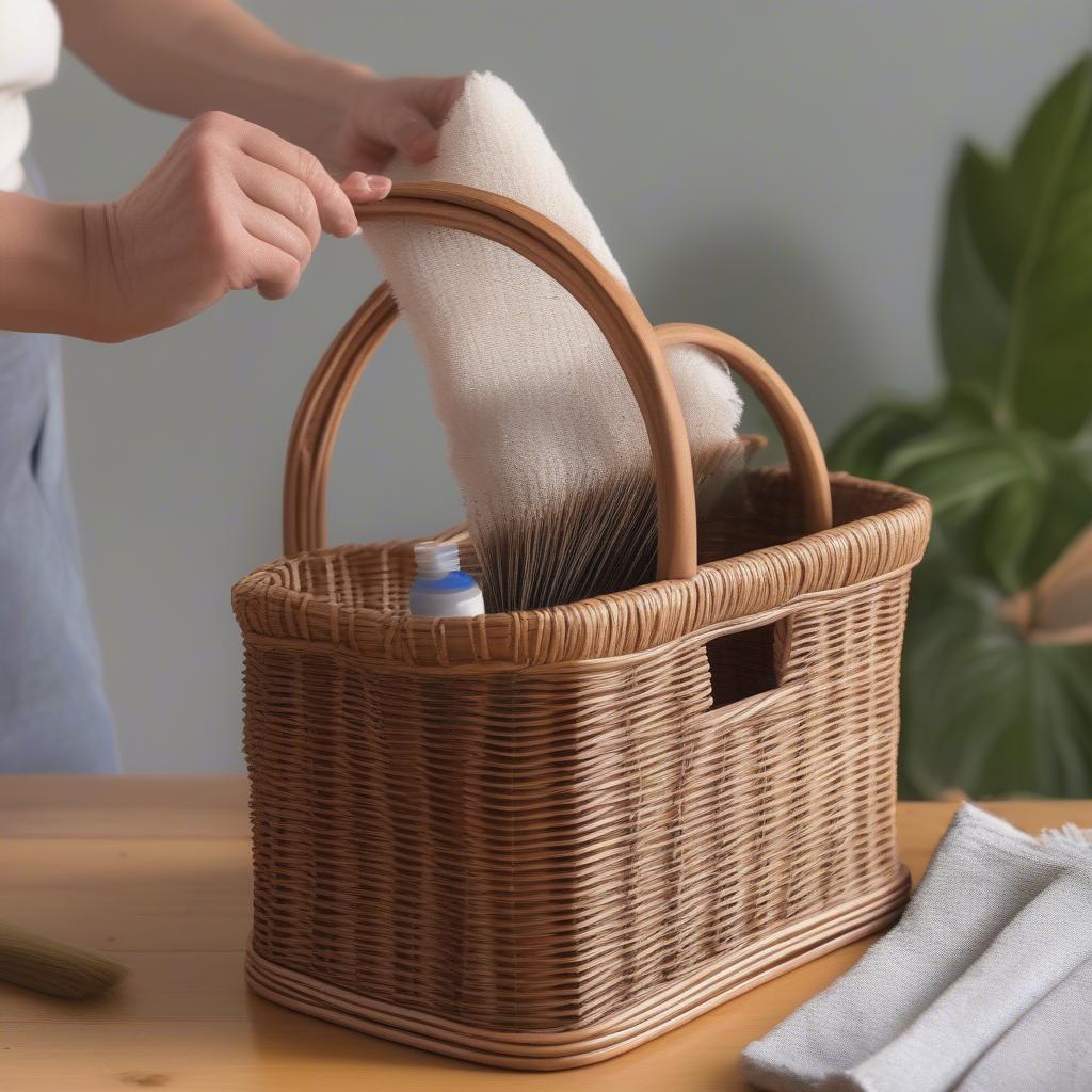 Cleaning a Vintage Wicker Magazine Holder