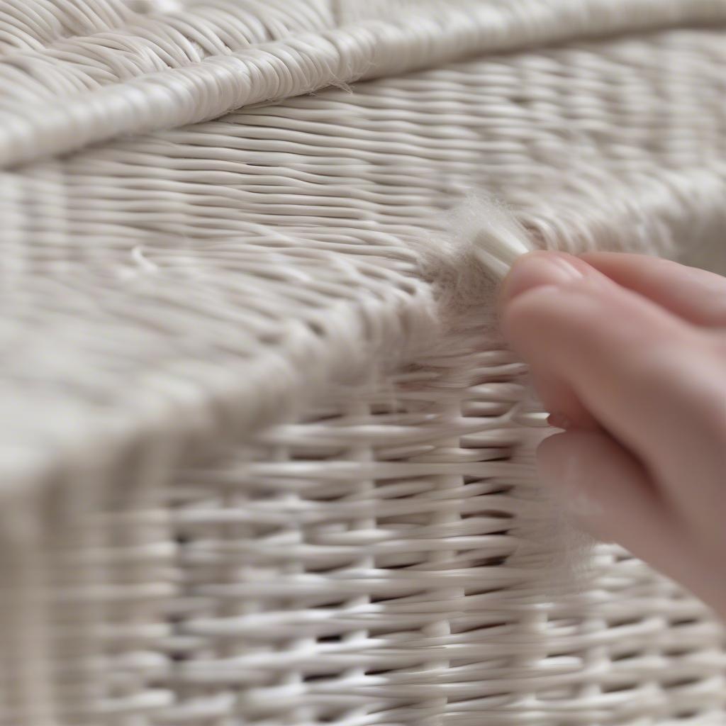 Cleaning a White Wicker Basket Storage Chest